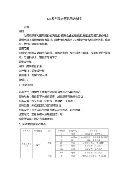 医美整形医院顾客回访制度.docx